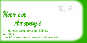 maria aranyi business card